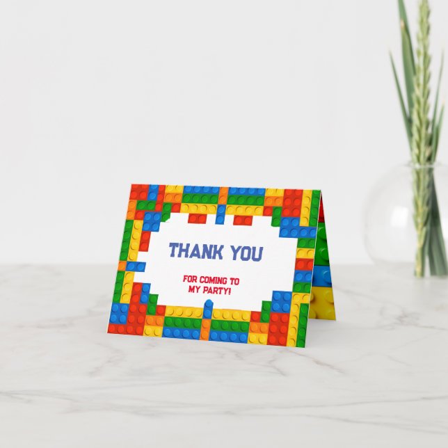 Carte De Remerciements Blocs de construction d'anniversaire (Devant)