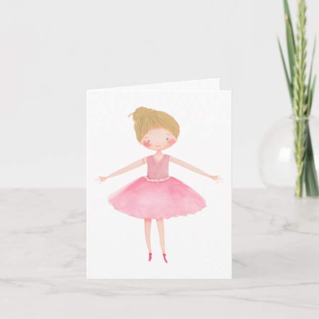 Carte De Remerciements Blonde cheveux rose Tutu Ballerina Blank (Devant)
