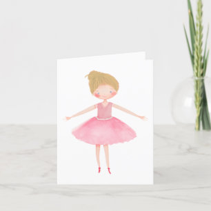 Carte De Remerciements Blonde cheveux rose Tutu Ballerina Blank