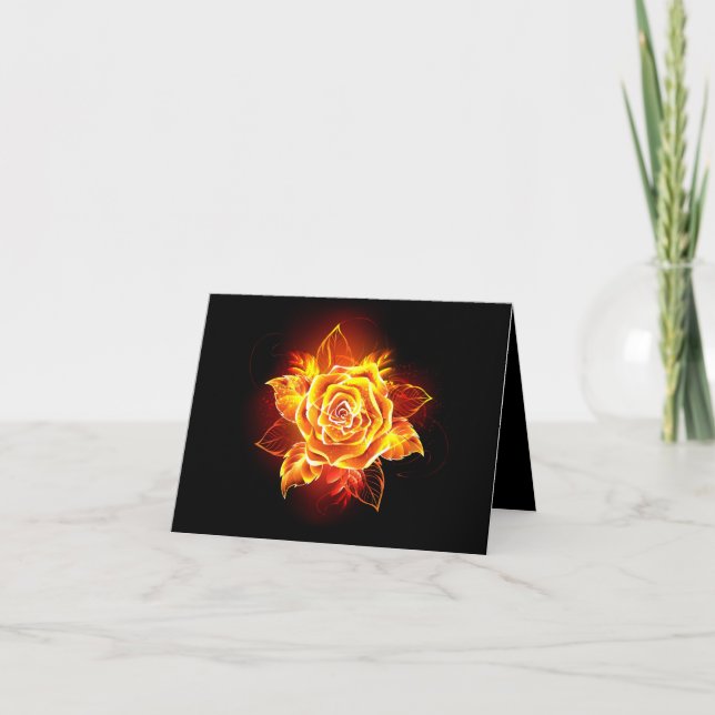 Carte De Remerciements Blooming Fire Rose (Devant)