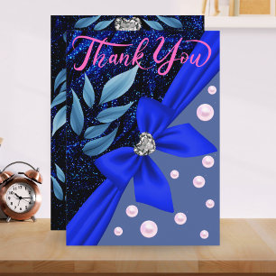 Carte De Remerciements Blue Abstrait Pearl Moderne tendance Boho Retraite