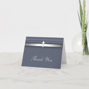 Carte De Remerciements Blue and Gray Cross Thank You Cards