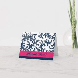 Carte De Remerciements Blue and Pink Floral Thank