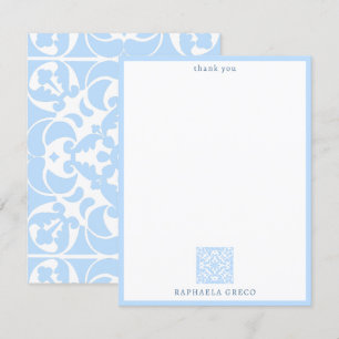 Carte De Remerciements Blue Azulejos portugais espagnol méditerranéen