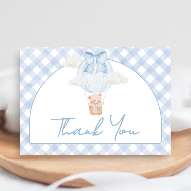Carte De Remerciements Blue Bear Bearly Wait Baby Shower (Bear Baby Shower Thank You Card)