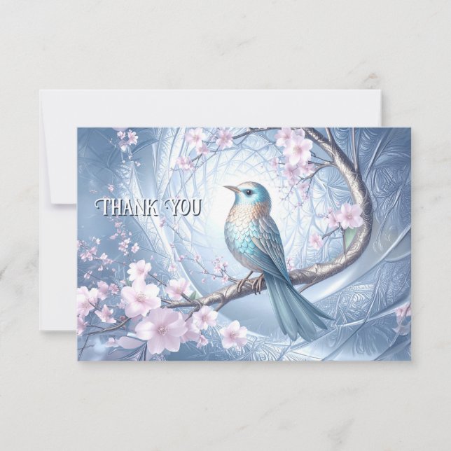 Carte De Remerciements Blue Bird Floral Thank You Card (Devant)