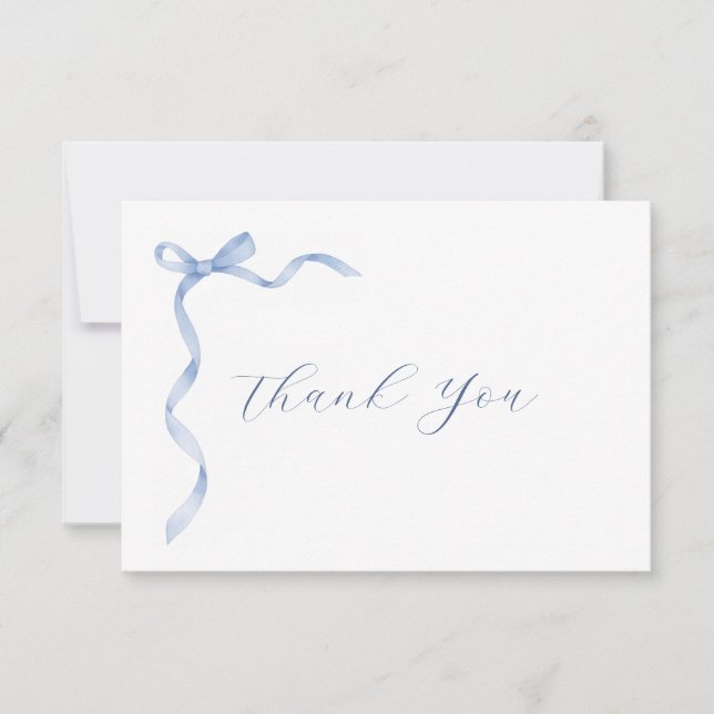 Carte De Remerciements Blue Bow Ribbon Baby Shower (Devant)