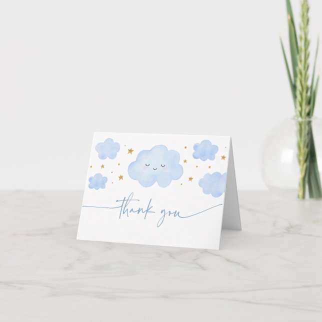 Carte De Remerciements Blue Boy Cloud Stars Baby Sprinkle (Devant)