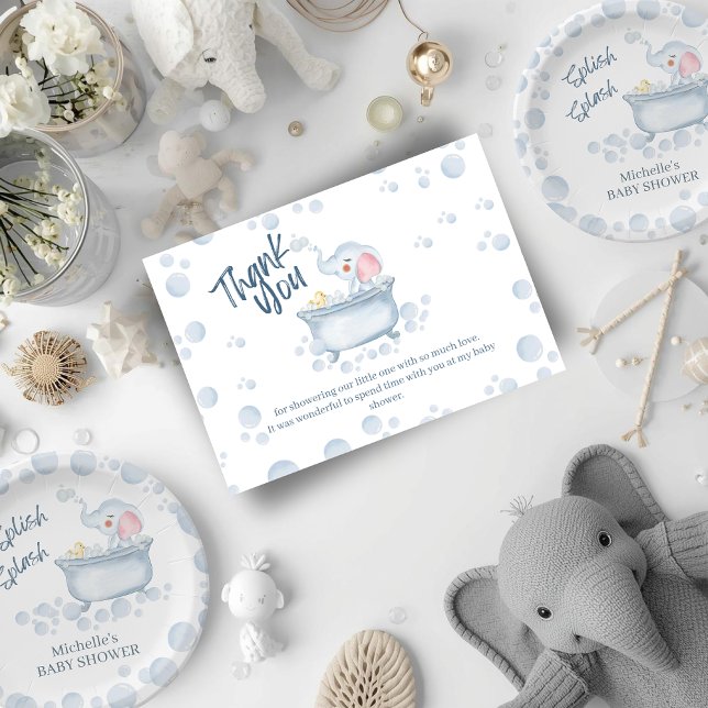 Carte De Remerciements Blue Bubble Bath Animal Baby Shower (Créateur téléchargé)