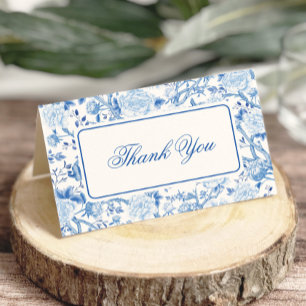 Carte De Remerciements Blue Chinoiserie Grandmillenium Floral Toile