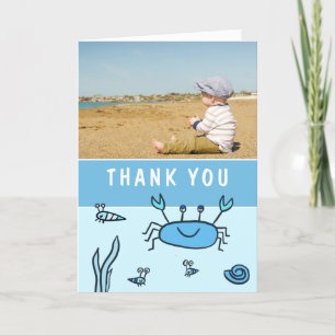 Carte De Remerciements Blue Crab Sea Animaux Garçon Photo Anniversaire