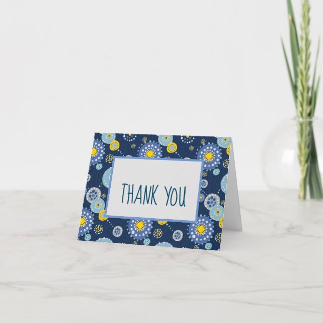 Carte De Remerciements Blue Dotty Flower (Devant)