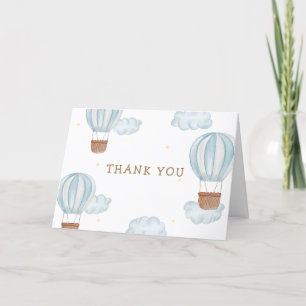 Carte De Remerciements Blue Elegant Hot Air Balloon Cloud Baby shower gar