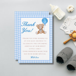Carte De Remerciements Blue élégant nous pouvons attendre baby shower