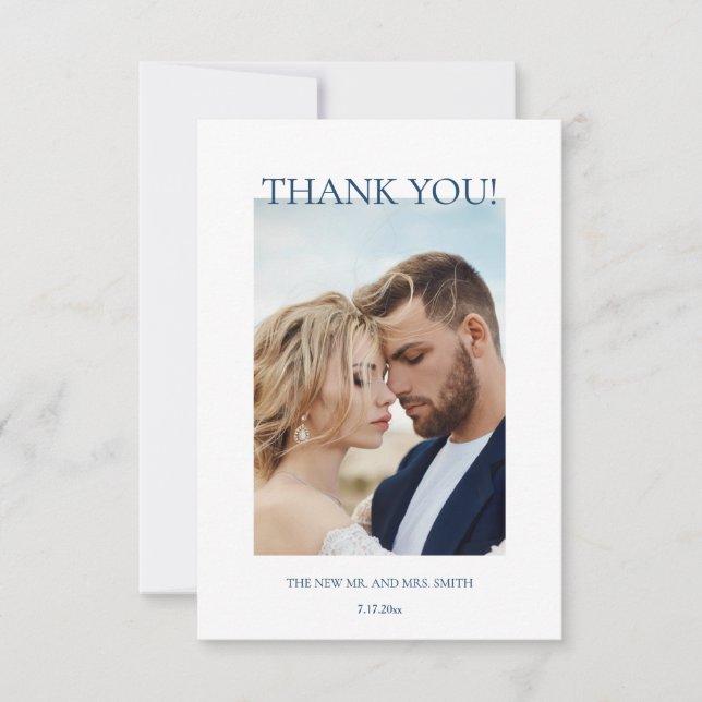 Carte De Remerciements Blue Fine Art Flowers Wedding Thank You Card (Devant)