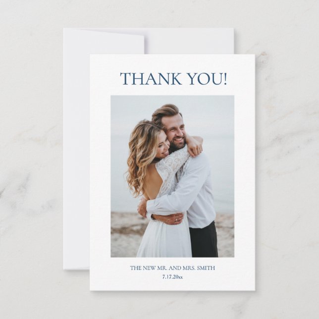 Carte De Remerciements Blue Fine Art Flowers Wedding Thank You Card (Devant)