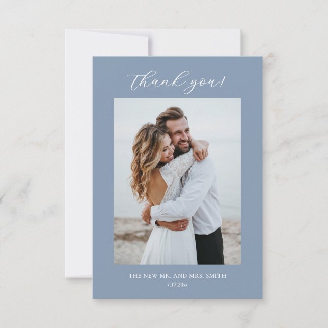 Carte De Remerciements Blue Fine Art Flowers Wedding Thank You Card (Devant)