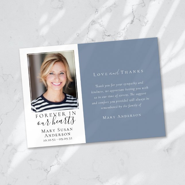 Carte De Remerciements Blue Forever dans nos coeurs Photo Funérailles (Créateur téléchargé)