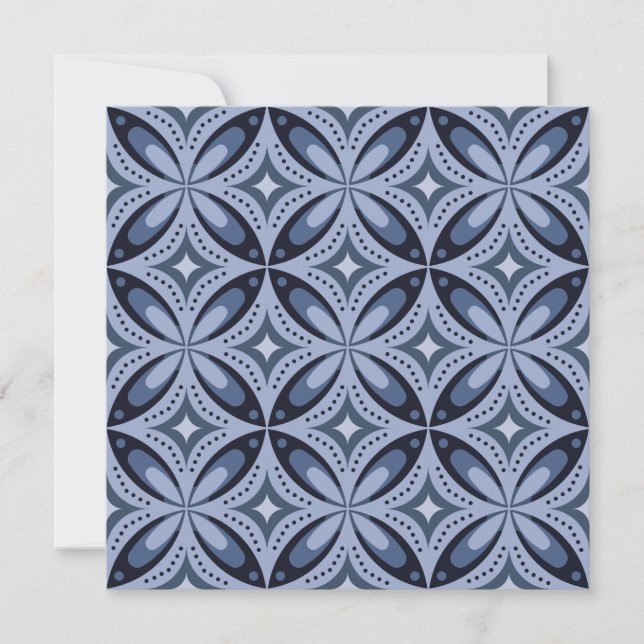Carte De Remerciements Blue Geometric Pattern Retro Style (Devant)