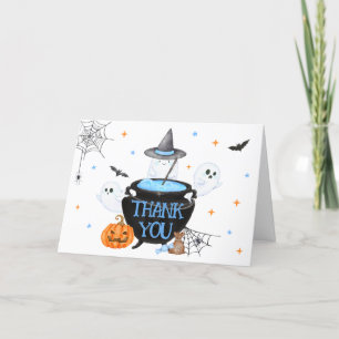 Carte De Remerciements Blue Ghost Halloween Baby est en train de brasser 
