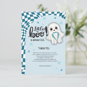 Carte De Remerciements Blue Ghost Little Boo est presque dû Baby shower