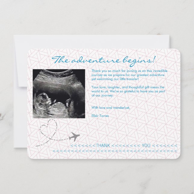 Carte De Remerciements Blue Globe Passport Travel Baby Shower (Dos)