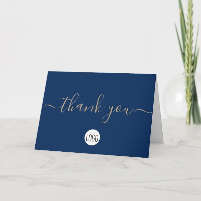 Carte De Remerciements Blue gold Custom Customer Appreciation (Devant)