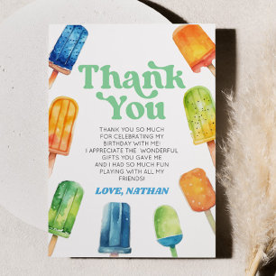 Carte De Remerciements Blue Green Orange Retro Popsicle fête d'anniversai