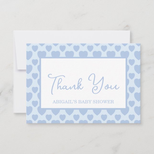 Carte De Remerciements Blue Hearts Baby Shower  (Devant)