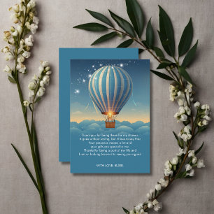 Carte De Remerciements Blue Hot Air Balloon Adventure Attend Baby shower