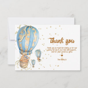 Carte De Remerciements Blue Hot Air Balloon Boho