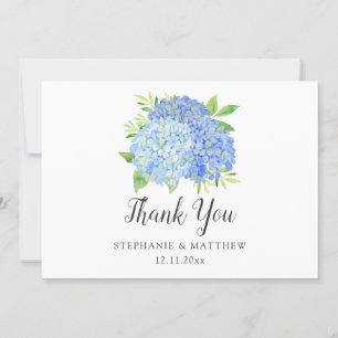Carte De Remerciements Blue Hydrangea Aquarelle Mariage Floral