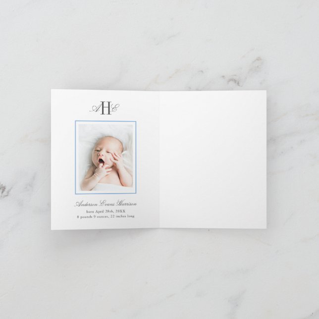 Carte De Remerciements Blue Hydrangea Flower Baby Shower Baby Photo (Intérieur)