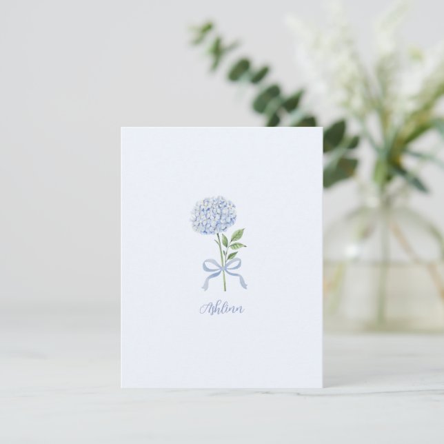 Carte De Remerciements Blue Hydrangea Personalized Note Card (Debout devant)