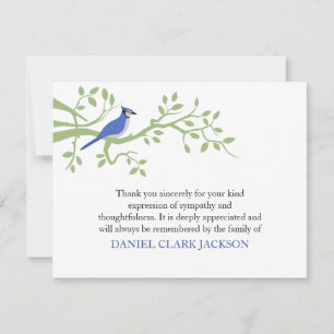 Carte De Remerciements Blue Jay Funeral Thank you Note Card