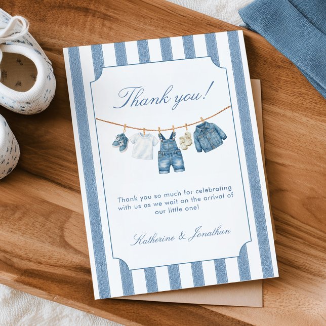 Carte De Remerciements Blue Jean Baby Baby Shower Thank You Card (Créateur téléchargé)