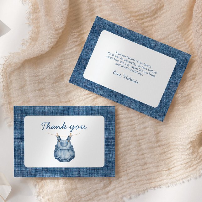 Carte De Remerciements Blue Jean Baby Denim Baby Shower (Créateur téléchargé)