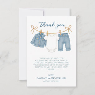 Carte De Remerciements Blue Jean Baby sur le chemin Baby shower
