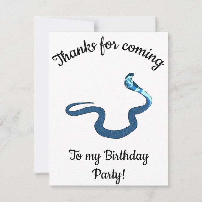 Carte De Remerciements Blue King Cobra Joyeux Anniversaire  (Devant)