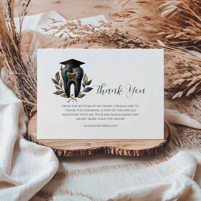 Carte De Remerciements Blue Laurel Dental Graduation (Créateur téléchargé)