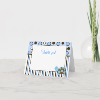Carte De Remerciements Blue mod Turtle Trendy Blue dot
