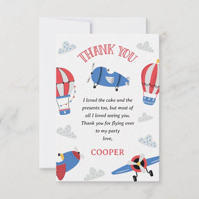 Carte De Remerciements Blue moderne Comment le temps vole 1er anniversair (Devant)