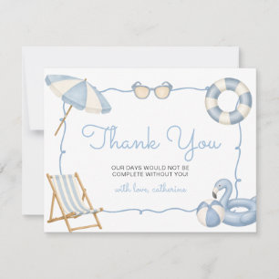 Carte De Remerciements Blue One au soleil 1er anniversaire fête d'été à l