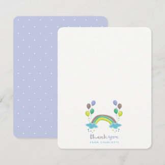 Carte De Remerciements Blue Pastels Rainbow Et Balloons Baby shower Garço