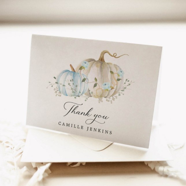 Carte De Remerciements Blue Pumkin Baby Shower Folded Thank You (Créateur téléchargé)