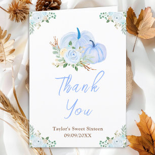 Carte De Remerciements Blue Pumpkins Floral Sweet Sixteen