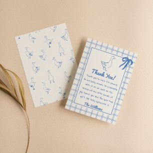 Carte De Remerciements Blue Silly Goose En vichy Ribbon Boy Baby shower