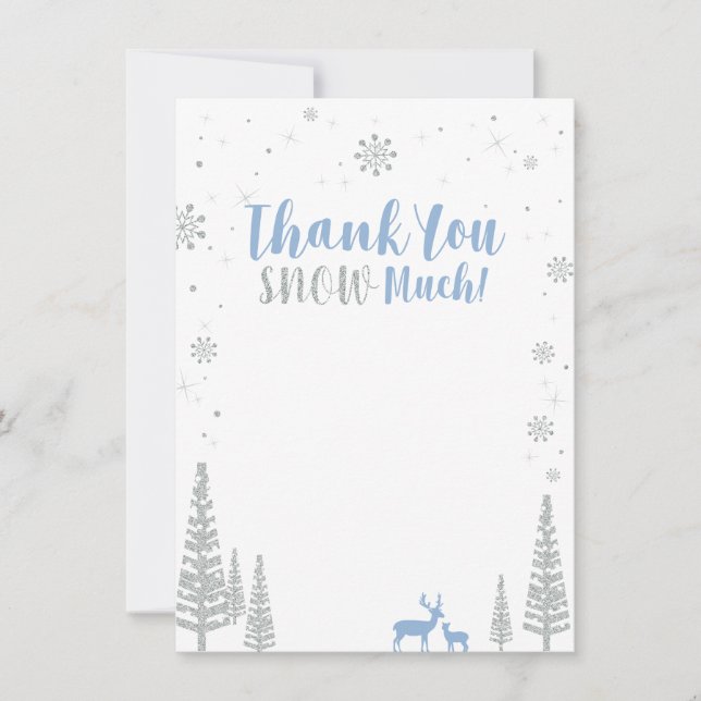 Carte de remerciements Blue & Silver Winter Wonder (Devant)
