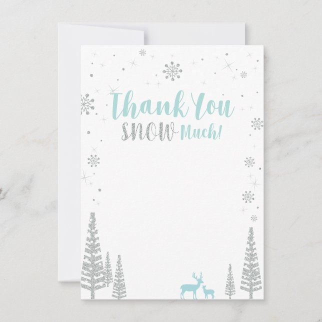 Carte de remerciements Blue & Silver Winter Wonder (Devant)