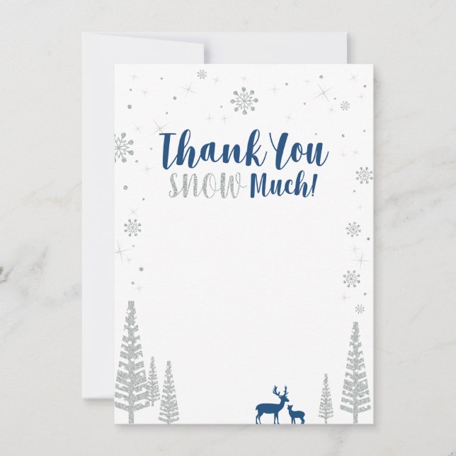 Carte de remerciements Blue & Silver Winter Wonder (Devant)